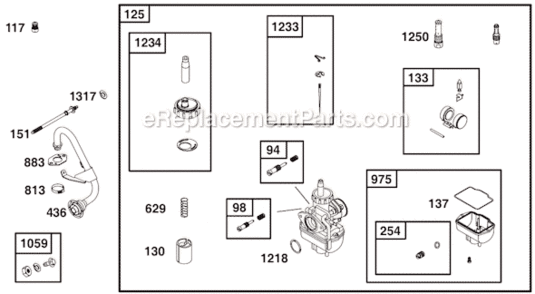 Page E Diagram and Parts List for 124435 8101 Briggs and Stratton Engine